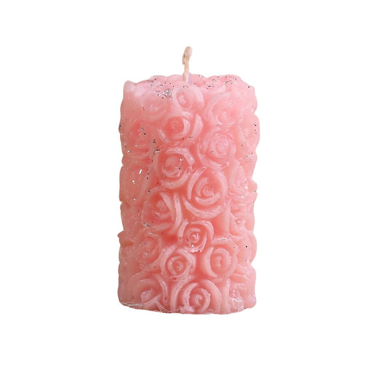 Pink Rose Pillar Candle