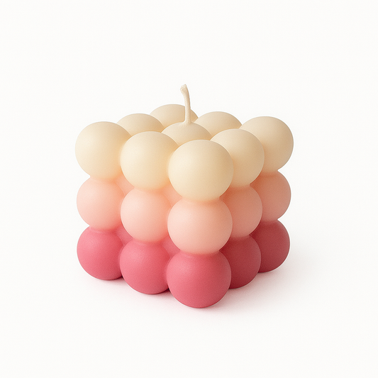 White -Pink Bubble Candle - Pack of 2