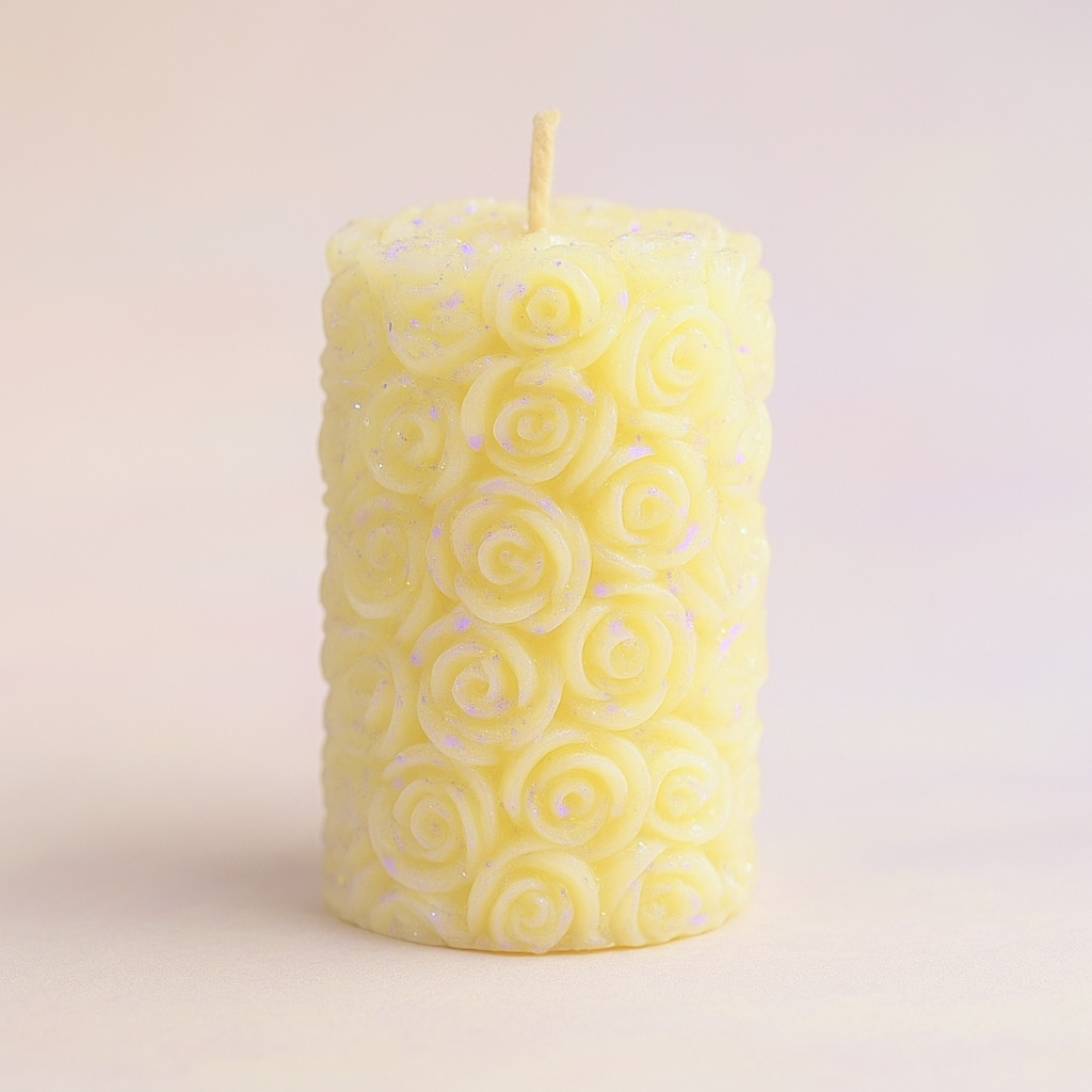 Yellow Rose Pillar Candle