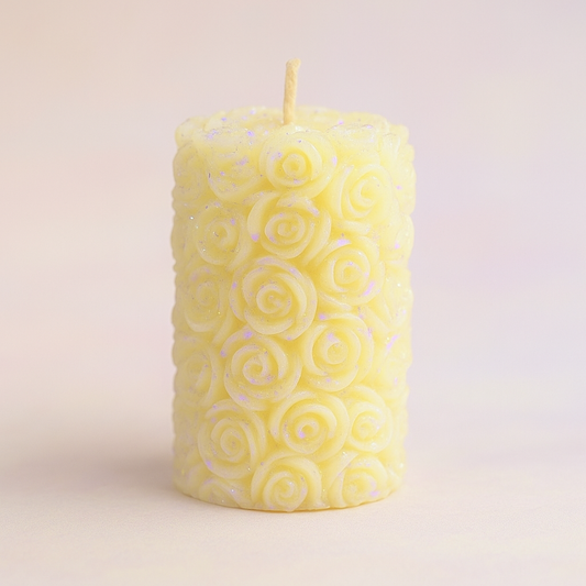 Yellow Rose Pillar Candle